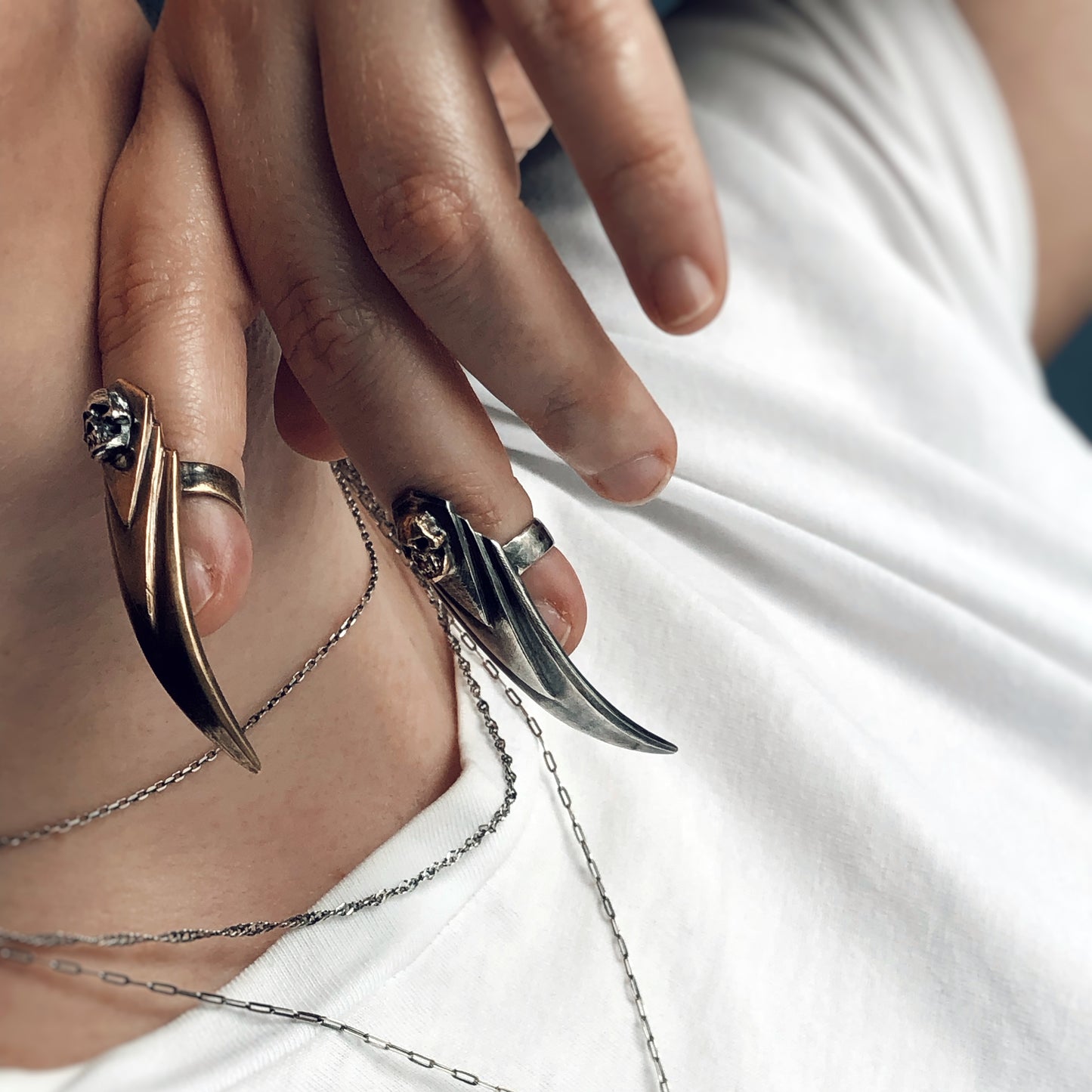 Skull Claw Duo Rings