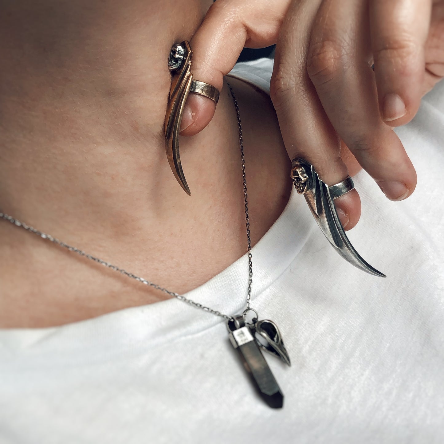 Skull Claw Duo Rings