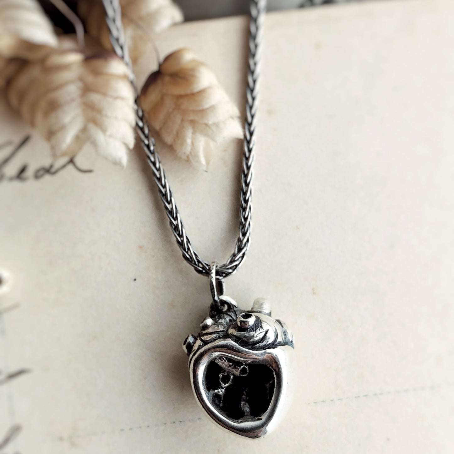Anatomic Heart Charm Sterling Silver with arteries and valves Artisan made jewelry Necklace