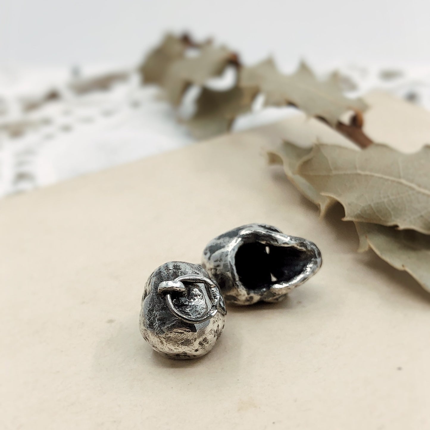 Skull Charm Necklace Sterling Silver Artisan Jewelry Build your necklace Gothic Unisex Layering