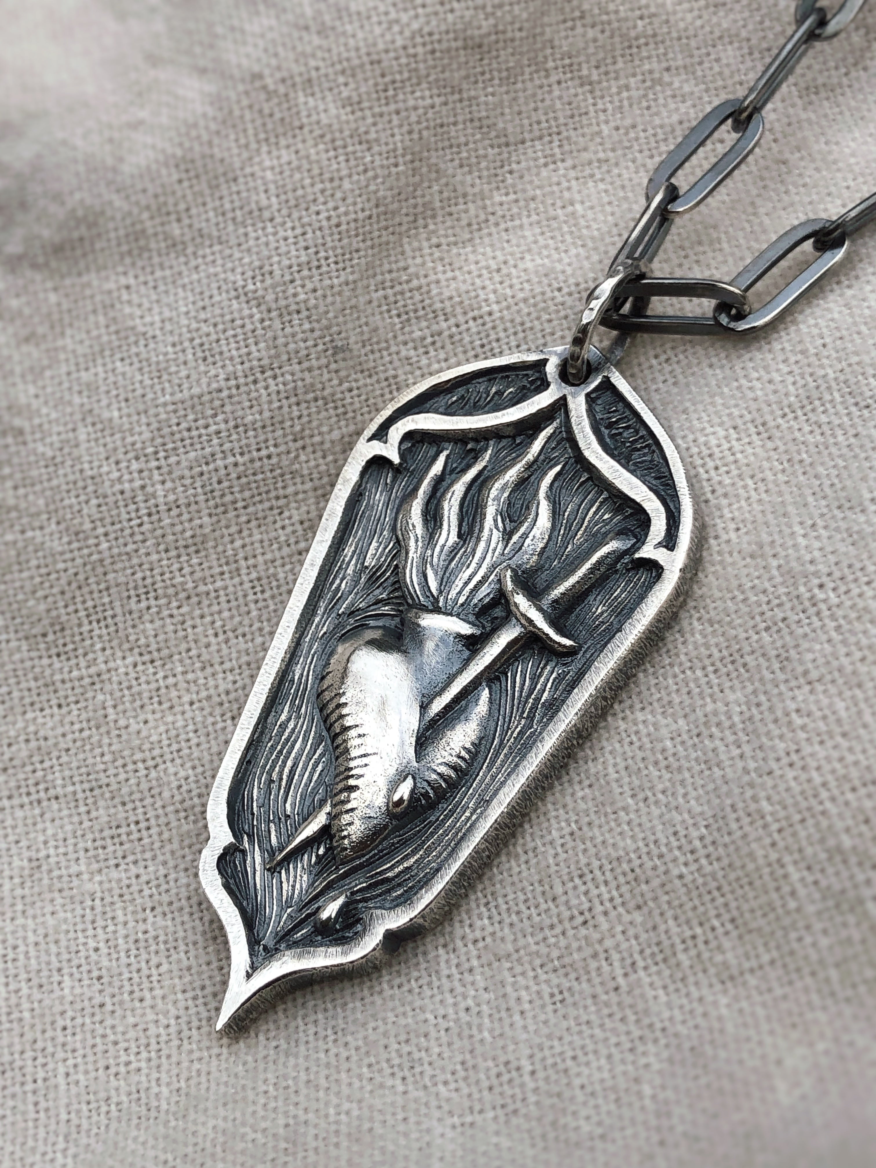 Love and Sacrifice Talisman – Burning Heart Gothic Pendant in