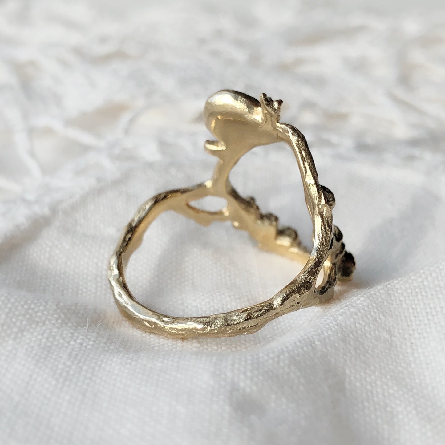 Snail and Mushrooms Ring - 9K Gold - Made to Order