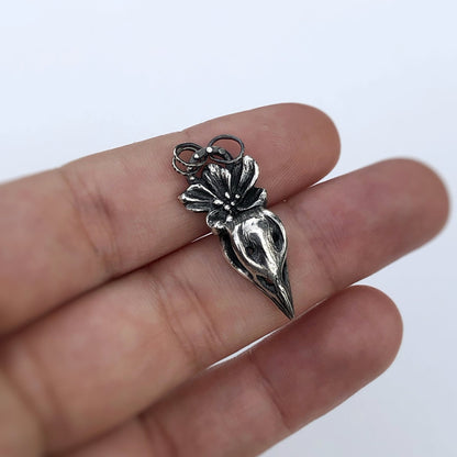 Raven Skull and Flowers Pendant - ALMOST GONE