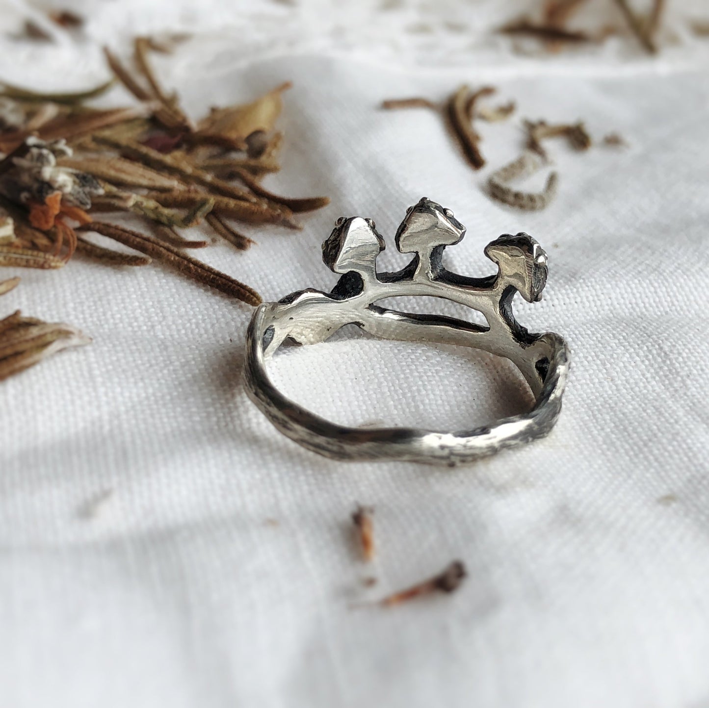 Mushroom Ring, Nature Inspired, Artisan Made, Witchy Boho Autumn, Cottage Core, Botanical