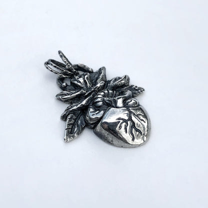 Heart and Flowers Pendant - LAST ONE