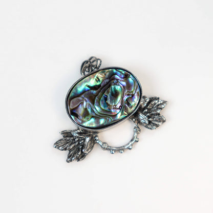 Abalone and Flowers Pendant